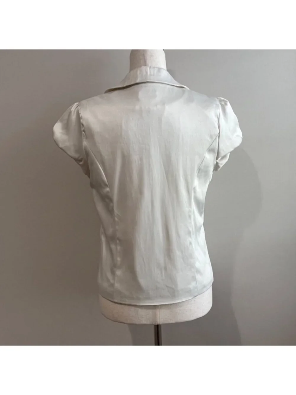 Wet Seal Short Sleeve Blazer Womens L Ivory Satin Single Button Cinched Y2K